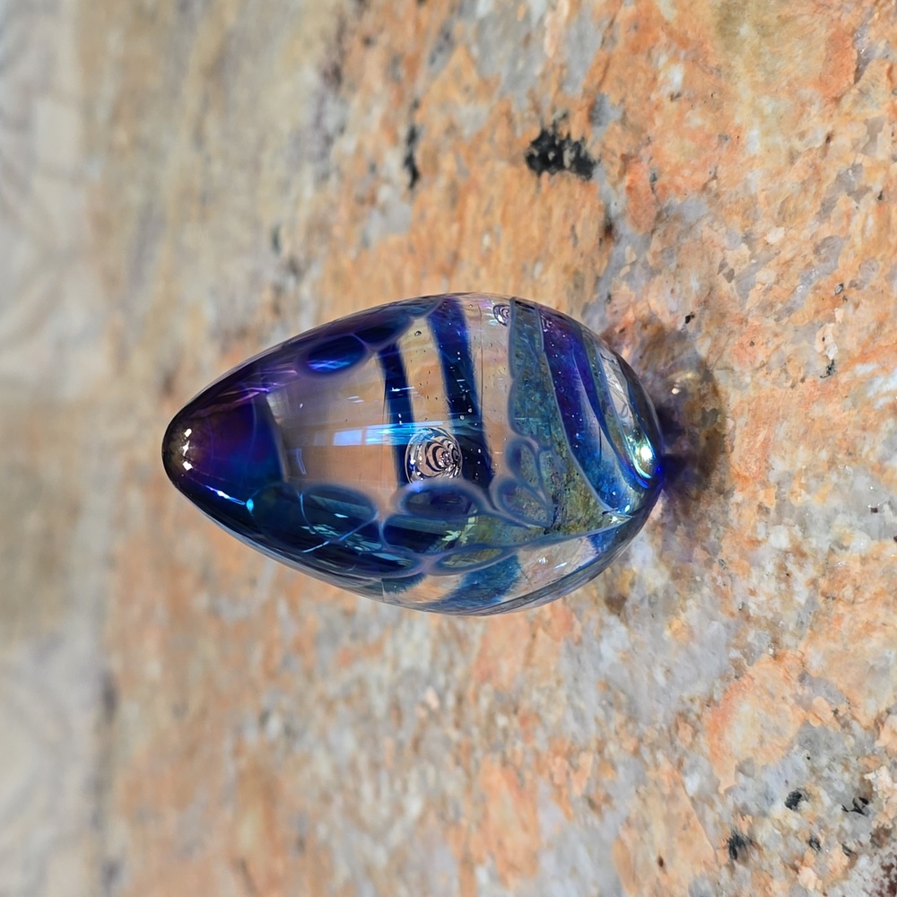 Glass eye studio GES 96 paper weight clear and blue